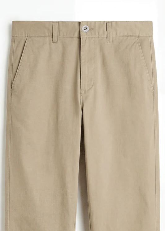 Khaki Tane Twill Cotton Chinos - Relaxed Fit