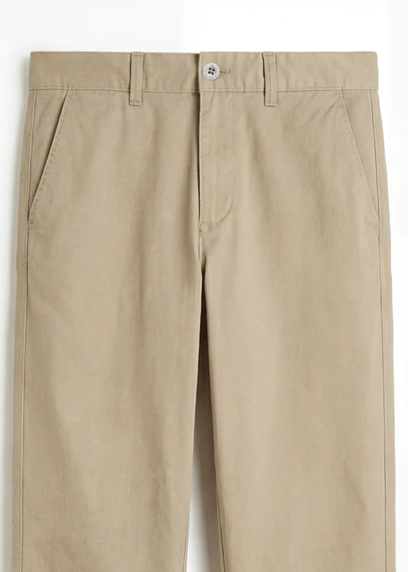 Khaki Tane Twill Cotton Chinos - Relaxed Fit