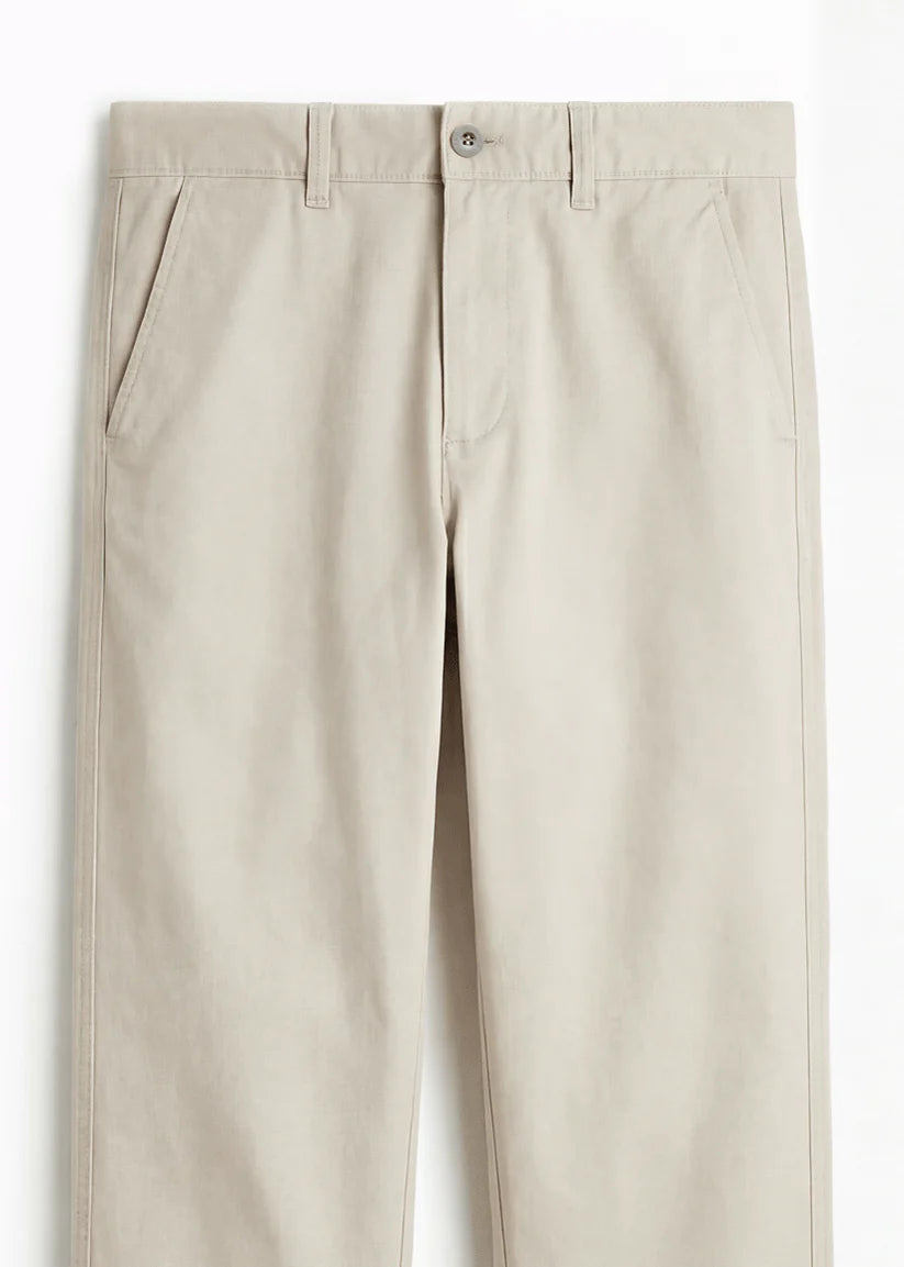 Salmon Pale Twill Cotton Chinos - Relaxed Fit