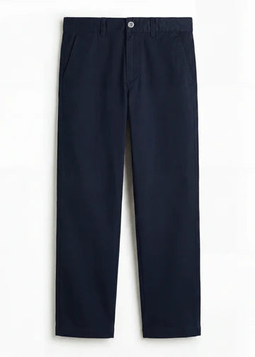 Midnight Blue Twill Cotton Chinos - Relaxed Fit
