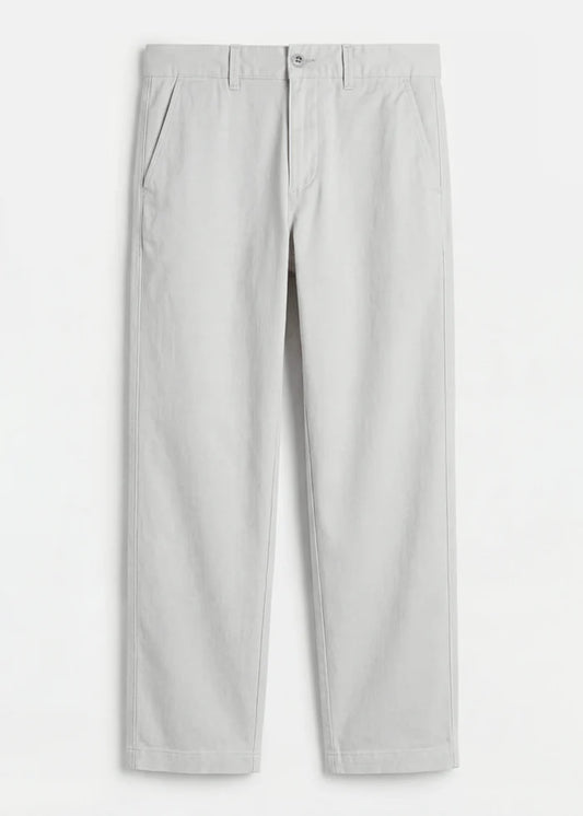 Silver Ash Twill Cotton Chinos - Relaxed Fit