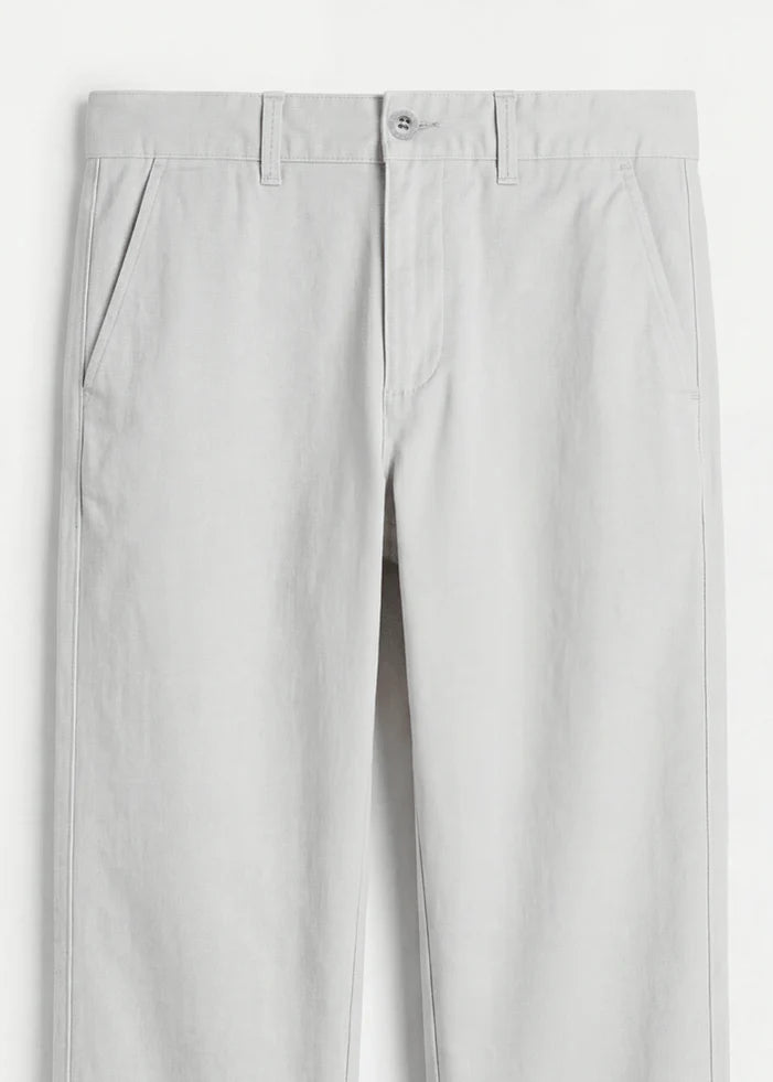 Silver Ash Twill Cotton Chinos - Relaxed Fit