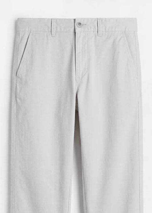 Silver Ash Twill Cotton Chinos - Relaxed Fit